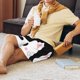 thumbnail image 5 of Balery Cat Meow Pantalones cortos de pijama de punto de algodón para hombre con cinturilla y bolsillos-Small, 5 of 6