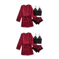 thumbnail image 4 of tssuouriy Pyjama Respirant et Confortable pour Femmes Ensemble de Pyjama Style Pyjama pour Femmes Bordeaux L 2Ensemble, 4 of 6