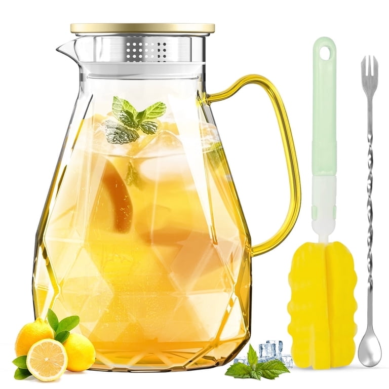 GPED 74oz Diamond-Cut Glass Pitcher with Gold Lid photo 1