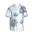 thumbnail image 2 of Daiia Pale Blue Lotus Flowers Hawaiian Shirt for Men Gentle Cotton Regular Short Sleeve Casual-3X-Large, 2 of 9