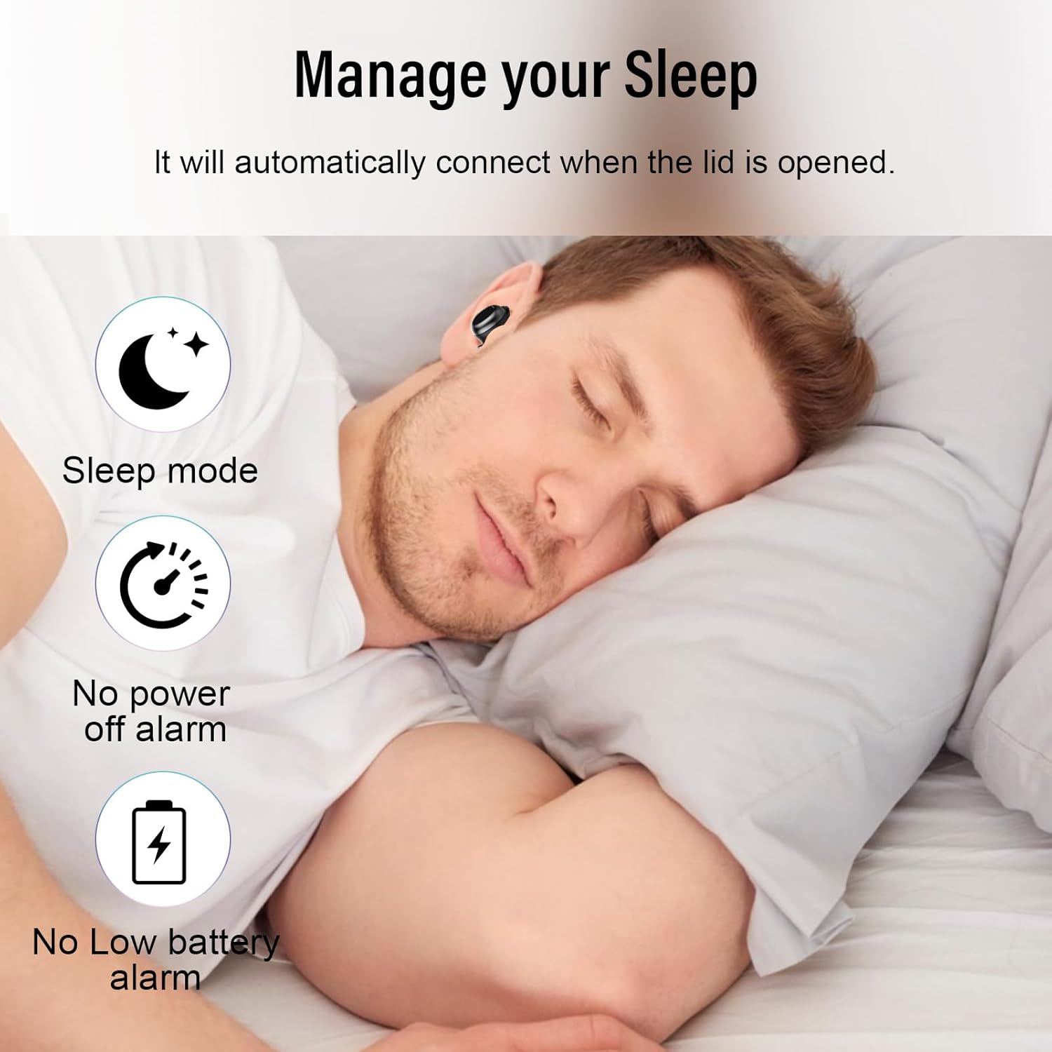 Sleep Earbuds Bluetooth Light-Weight Headphones, Mini Sleep Headphones Small Design for Side Sleepers, Clear Calls Earphones