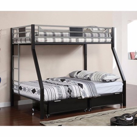 William s Home Furnishing Silver and Gun Metal Clifton Twin/Full Bunk Bed