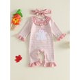 thumbnail image 3 of RUINIXCW Baby Girl Halloween Romper Ghost Embroidery Stripe Long Sleeve Bodysuits, 3 of 7