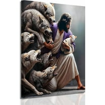 Jesus WallJesus with Children Wall Decor Lion of judah Paintings God Canvas Prints Religious Posters Room Bedroom Church Pictures Decoration