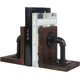 thumbnail image 1 of Bookends metal madera diseño tubería industrial para estantes libros pesados decoración oficina, 1 of 8