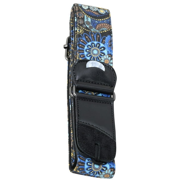 Soidarity Correa de guitarra acústica, accesorios universales, cinturón de hombro, bolsillo de selección, repuestos de bajos cómodos, niños, Accesorios para instrumentos musicales Flor azul