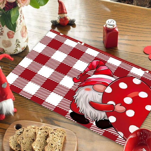 Napperons à Thème de la Saint-Valentin pour Décoration de Fête, 18x12 Pouces, Ensemble de Table, Table à Manger, 1 Pce