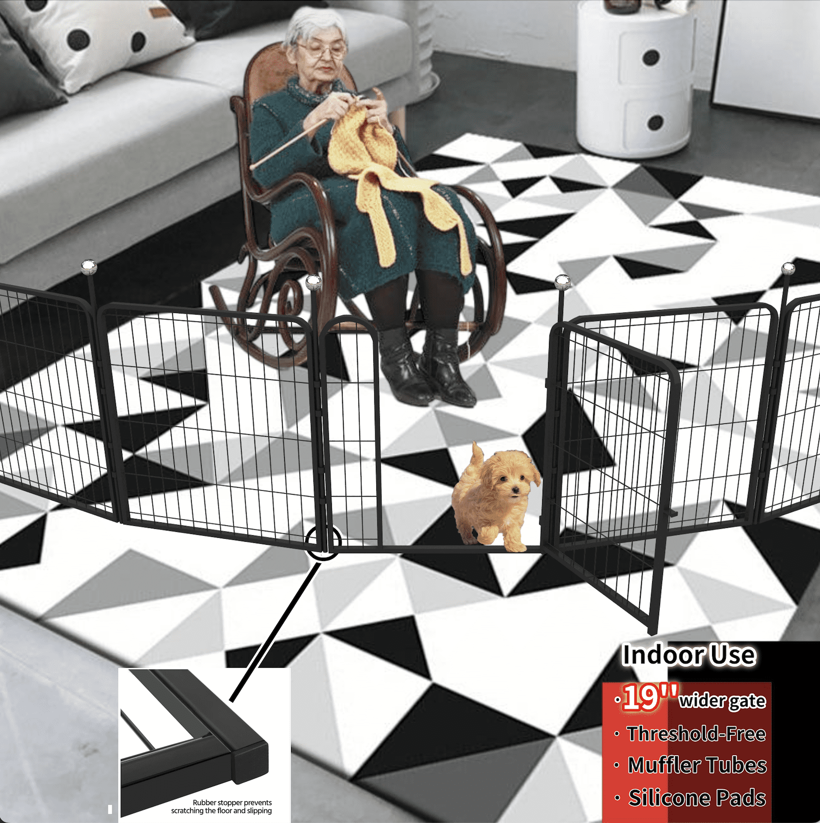 IGOOUO 24-Inch Portable Metal Outdoor Indoor Puppy & Small Dog Playpen with Easy-Carry Straps (4-Pack)