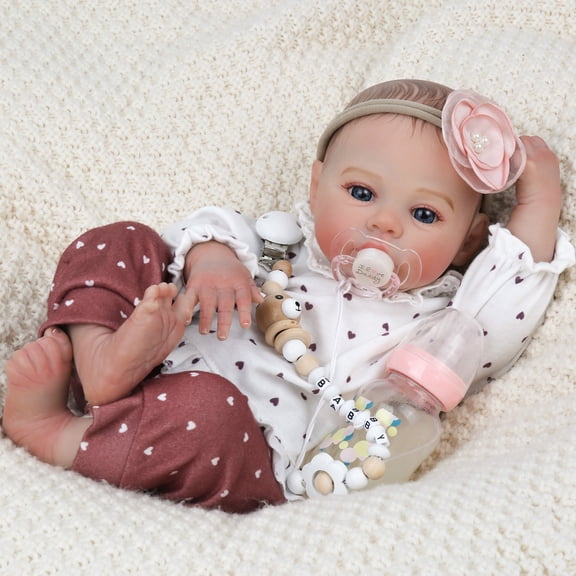 Lifelike Reborn Baby Dolls - 18 Inch Realistic Newborn Baby Dolls Girl, Real Life Baby Dolls with Soft Weighted Body, Real Baby Reborn Gift with Accessories for 3  Years Old Kids
