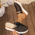 thumbnail image 2 of CYMMPU Women's Hollow Mesh Mule Wedge Sandals, Breathable Closed Toe Espadrille Platform Slip On Shoes, Spring Summer Casual Walking Footwear Black 38, 2 of 9
