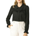 thumbnail image 1 of INSPIRE CHIC Women's Button Down Long Sleeve Cuff Ruffle Detail Blouse Shirt Tops, 1 of 4