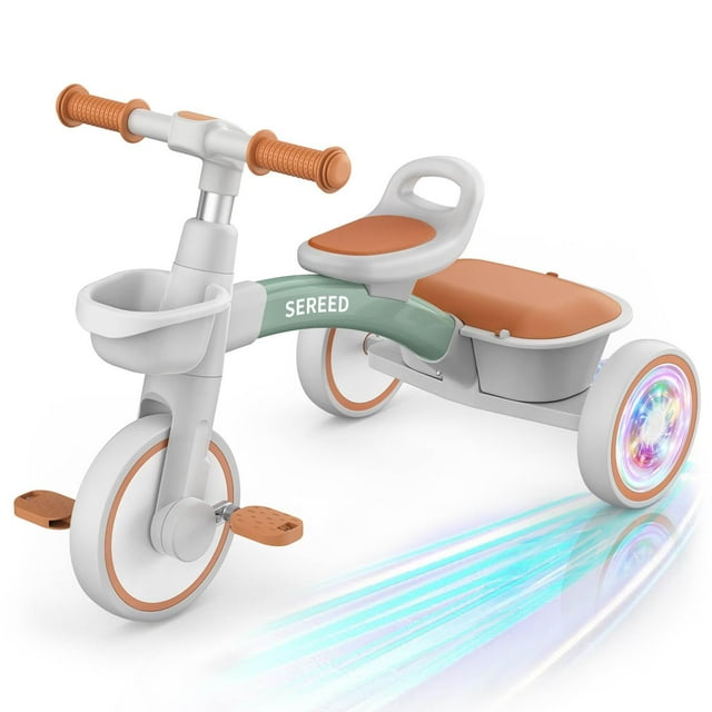 Triciclo SEREED para niños pequeños, iluminación colorida de 2 a 5 años, verde