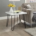 thumbnail image 3 of Pemberly Row Set of 2 22" Square Marble Top End Tables in White and Black, 3 of 5