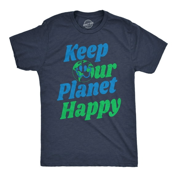 Mens Funny T Shirts Keep Our Planet Happy Awesome Earth Day Tee for Men Graphic Tees