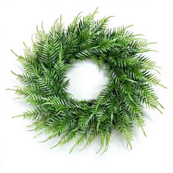 Surpdew Artificial Green Fern Door Wreath, Spring Wreaths For Front Door,22" Spring Summer Greenery Fern Leaf For Outdoor Wreath Home Farmhouse Wall Window Decor Green 22"