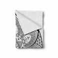 thumbnail image 2 of Ethnic Soft Flannel Fleece Throw Blanket, Mandala Design Leaves Flowers Ivy Swirls Dots Artwork Image Print, Cozy Plush for Indoor and Outdoor Use, 60" x 80", Black and White, by Ambesonne, 2 of 6