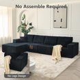 thumbnail image 3 of 101" 3 Seater Corduroy Sectional Sofa with Chaise, L-Shaped Modular Couch for Living Room, No Assembly,Black, 3 of 9