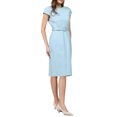 thumbnail image 4 of INSPIRE CHIC Women's Knee Length Pencil Dress Cap Sleeve Belted Wear to Work Sheath Dresses XL Light Blue, 4 of 5