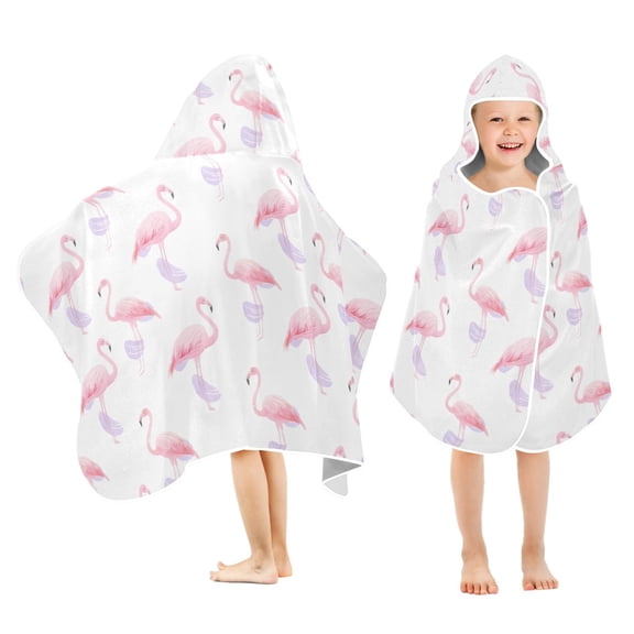 joogoo Flamingos Watercolor Kids Hooded Beach Towel Baby Bath Towel 23.5"x50"