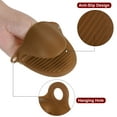 thumbnail image 4 of 2pack Thickened Mini Oven Gloves Heat Resistant Silicone Oven Mitts Finger Pot Holder Brown, 4 of 6