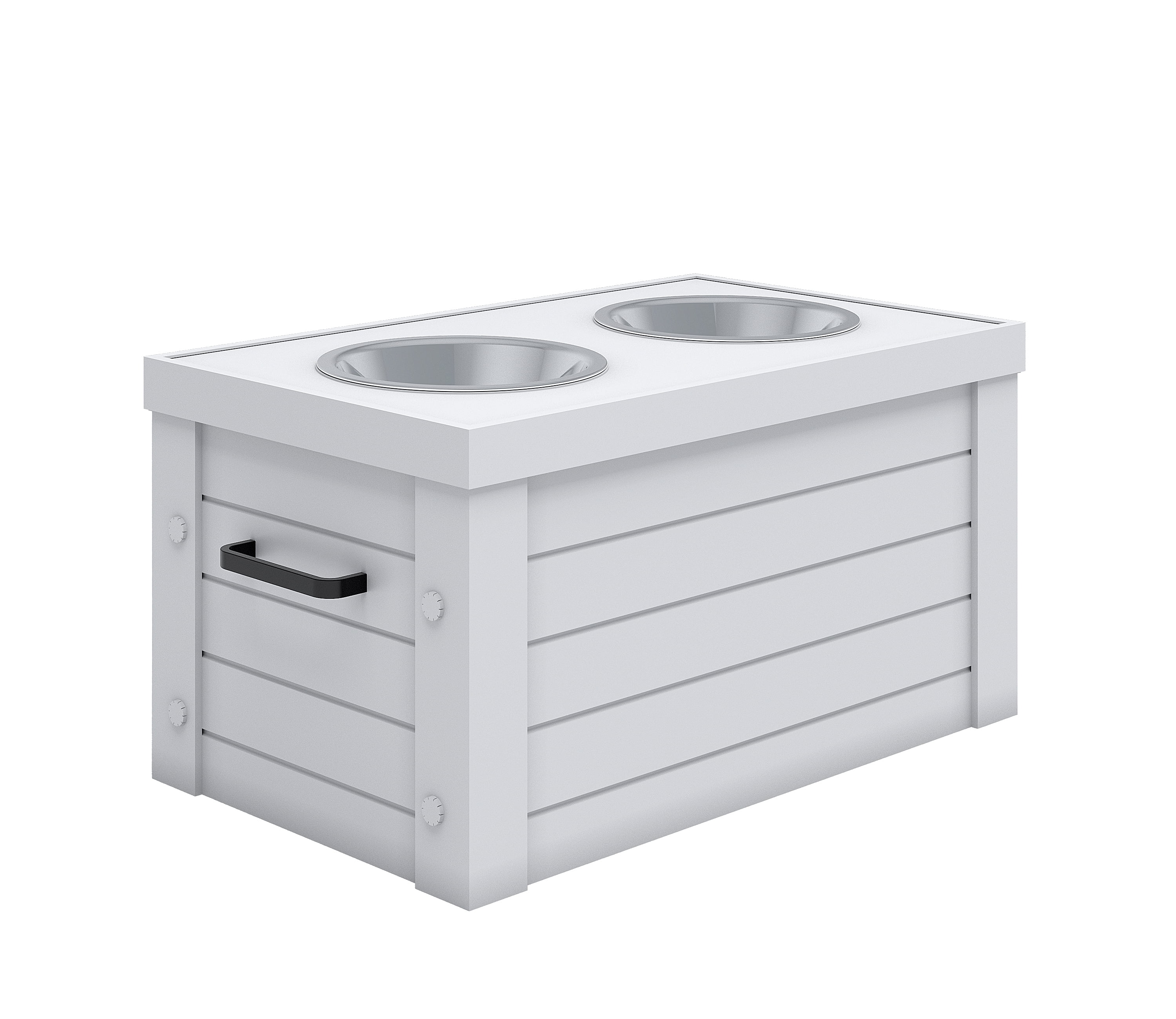 ECOFLEX® Piedmont Elevated Dog Feeder, Two 24 oz. Bowls, Removable Lid Storage, Small to Medium Size Dogs