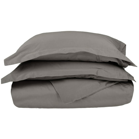 1000-Thread Count 100% Cotton Solid Duvet Cover and Pillow Sham Set Grey / Full/Queen