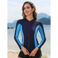 thumbnail image 2 of Asoul Rash Guard for Women, UPF 50+ Long Sleeve Zip Front UV Sun Protection Jacket Swim Shirt for Women Swimwear, 2 of 6