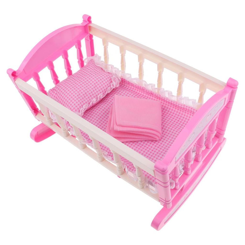 lionlar 29x20cm Baby Doll Bed Reborn Cradle Realistic Baby Doll Crib Doll Furniture Accs