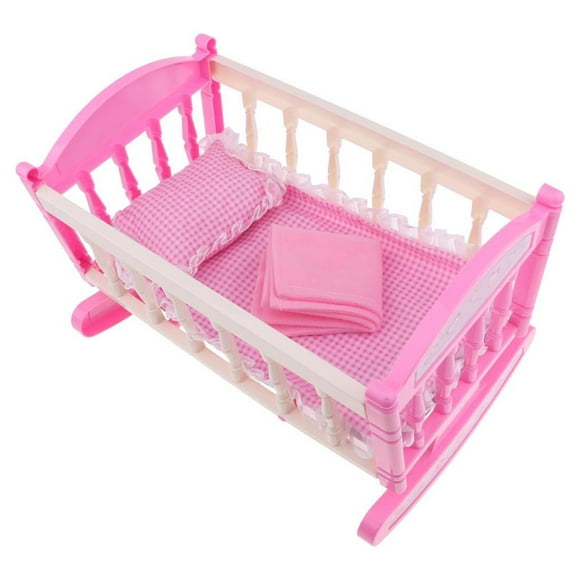 HILABEE 29x20cm Baby Doll Bed Reborn Cradle Realistic Baby Doll Crib Doll Furniture Accs