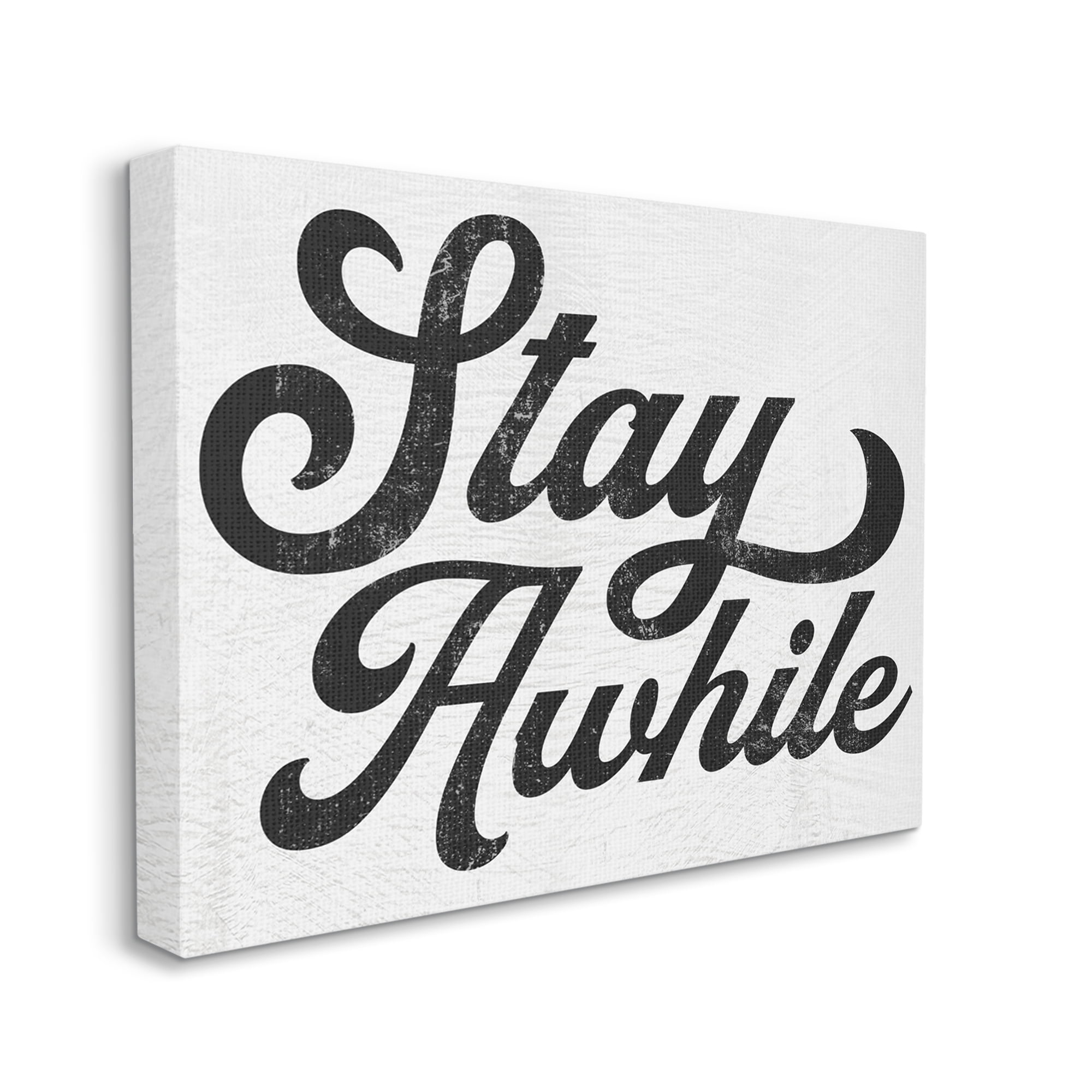 Stupell Industries Stay Awhile Retro Text Casual Vintage Phrase Graphic Art Gallery Wrapped Canvas Print Wall Art, Design by Daphne Polselli