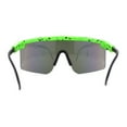 thumbnail image 4 of 80s Pop Paint Splatter Rimless Half Rim Oversize Sport Plastic Sunglasses Green Orange Mirror, 4 of 4