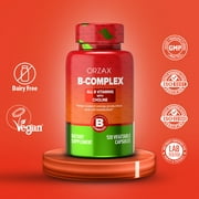 ORZAX Vitamin B Complex, Vegan, B Vitamins with Choline & Inositol - 120 Vegetable Capsules