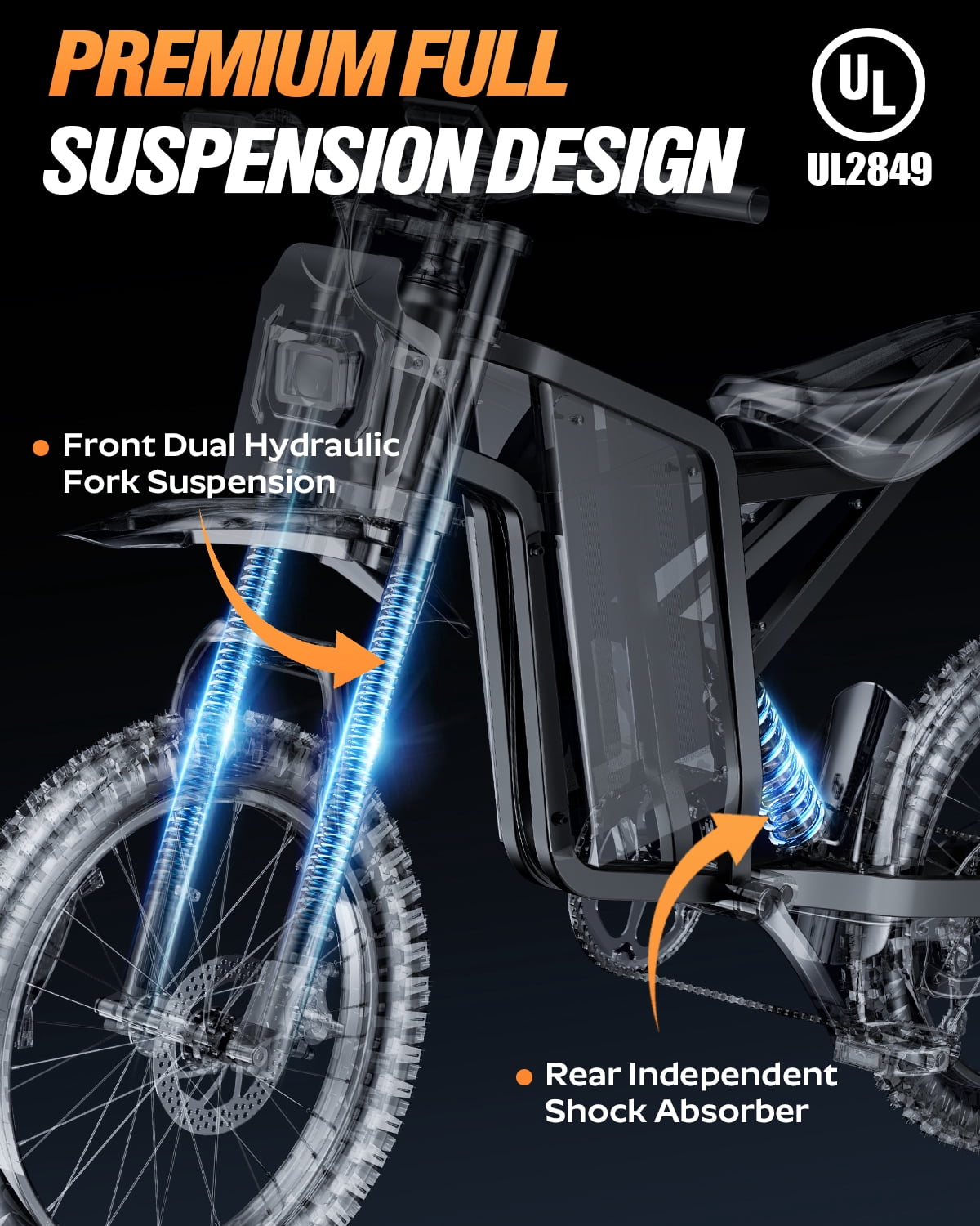 Bopzin Electric Dirt Bike for Adults, Smart App Anti-Theft, 60V 25Ah Up to 100 Miles, 3000W 20"x3.0 Fat Tire Electric Bike UL2849