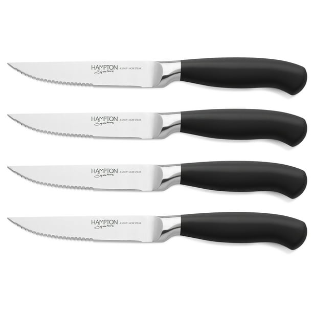 Hampton Signature Argentum Black Soft Grip 4 Piece Steak Knife Set ...