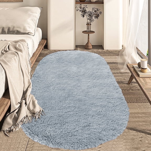 YEERSWAG 2.6x5.3ft Oval Fluffy Area Rugs for Bedroom Living Room Soft Shaggy Rug Machine Washable Non-slip