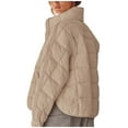 thumbnail image 5 of GEWSEY Women's Oversized Splice Quilted Lightweight Puffer Jacket Casual Padded Coat (Khaki, XL), 5 of 7