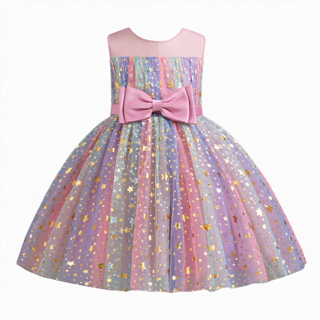 NIEWTR Robe Scintillante de Princesse pour Tout-Petit, Robe Tutu de Bébé Fille pour Concours, Mariage, Fête d'Anniversaire (Rose, 3-4 Ans)