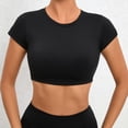 thumbnail image 3 of Top deportivo con almohadilla para mujer, camiseta de manga corta para Yoga, camisetas de entrenamiento para Fitness, ropa deportiva para gimnasio, camisetas para correr, 3 of 5