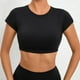 thumbnail image 3 of Top deportivo con almohadilla para mujer, camiseta de manga corta para Yoga, camisetas de entrenamiento para Fitness, ropa deportiva para gimnasio, camisetas para correr, 3 of 5