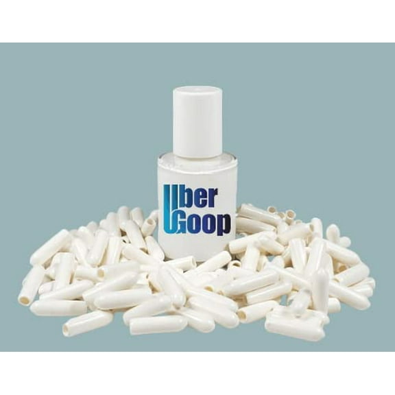 (NEW 1oz size) Uber Goop WHITE Dishwasher Rack Coating/Glue w/150 caps