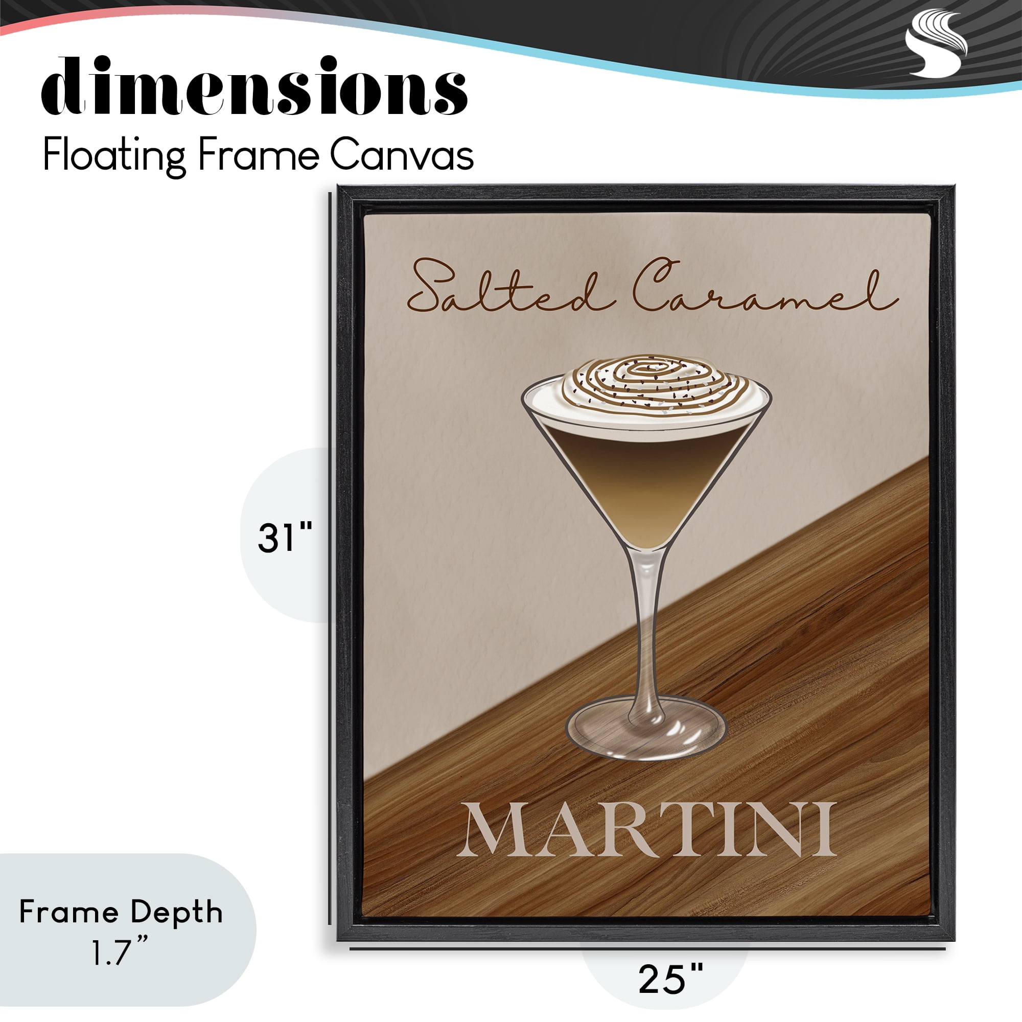 Stupell Industries Salted Caramel Martini Black Framed Floater Canvas Wall Art, design by Marcus Prime