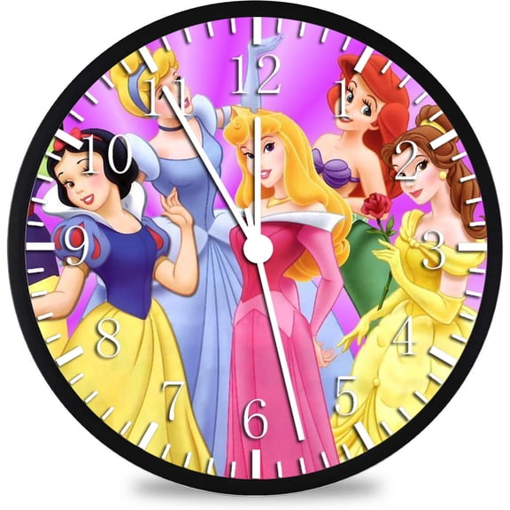 12 Inches Princess Princesses Wall Clock Non-Ticking Silent Great for Decor and Gifts W107