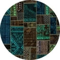 thumbnail image 1 of Ahgly Company Indoor Round Oriental Turquoise Blue Modern Area Rugs, 4' Round, 1 of 4