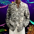 thumbnail image 2 of XIAOCHA Men's Sparkly Sequin Shirt Collared Long Sleeve Button Up Casual Blouse Eye Catching Glam Party Going Out Top, 2 of 4