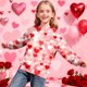 thumbnail image 5 of Sudadera sin capucha para niño, con estampado de San Valentín, de manga larga, informal, deportiva, con capucha, sudadera de manga larga sin capucha, top con inserciones en los hombros, blusa de polié, 5 of 8