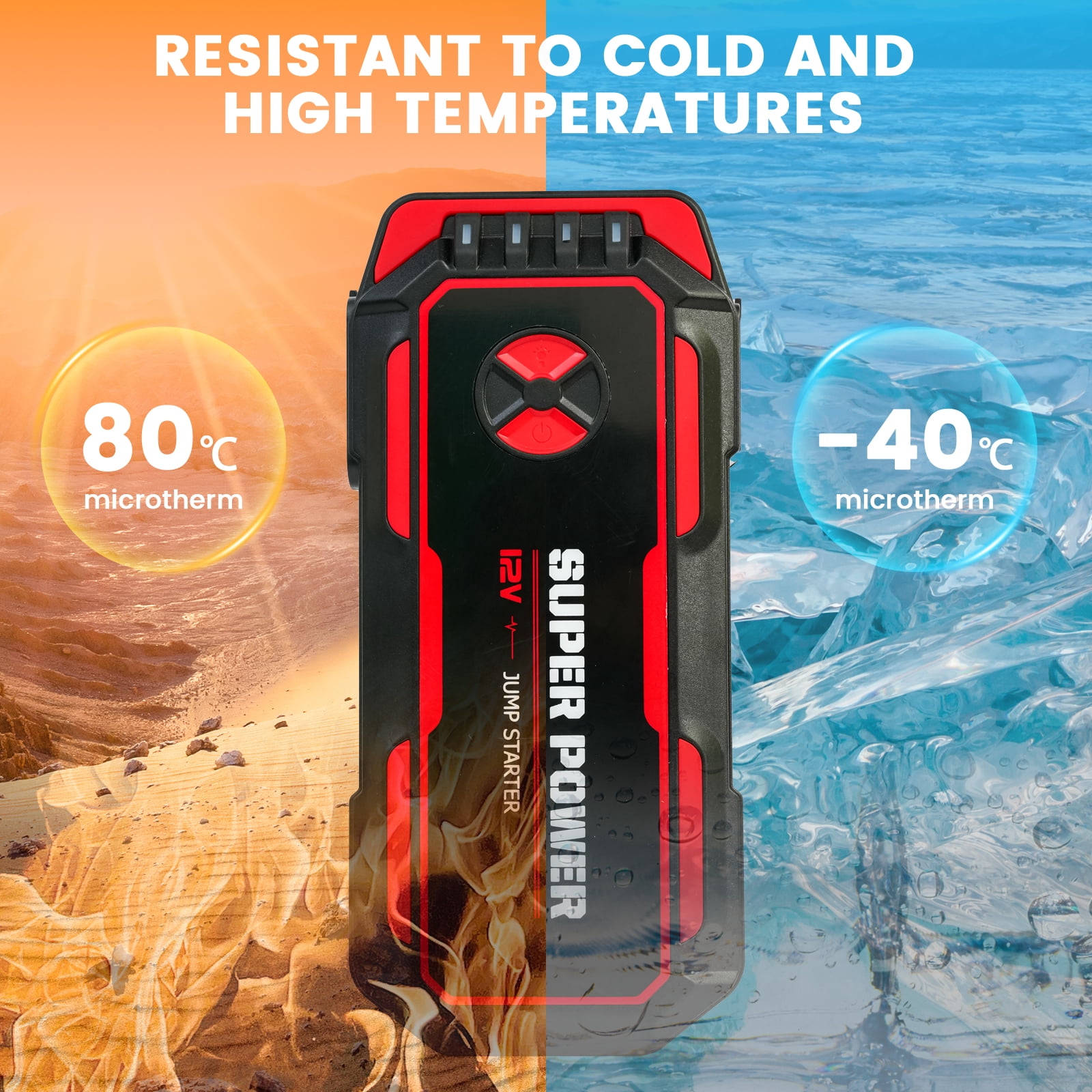 Sennachine 5000A Peak Power Portable Car Jump Starter, Compact Battery Jumper Box with USB Ports, LED Flashlight