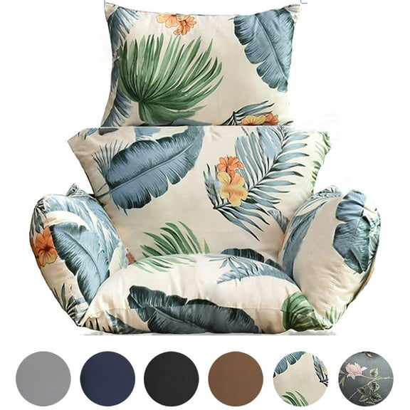 TOPCHANCES Hanging Chair Cushions for Egg Chair, Patio Chair Cushion, Washable Swing Chair Cushion, Garden Hanging Basket Chair Seat Pad (White Leaves)