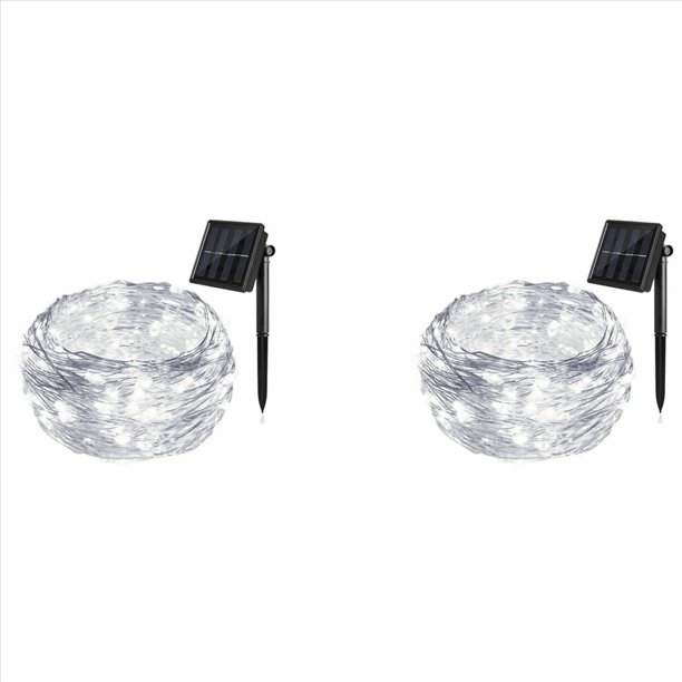 2X Luces con EnergíA Solar 100 Luces LED de Hadas para IluminacióN NavideñA Al Aire Libre Patio Calle JardíN DecoracióN 10 M