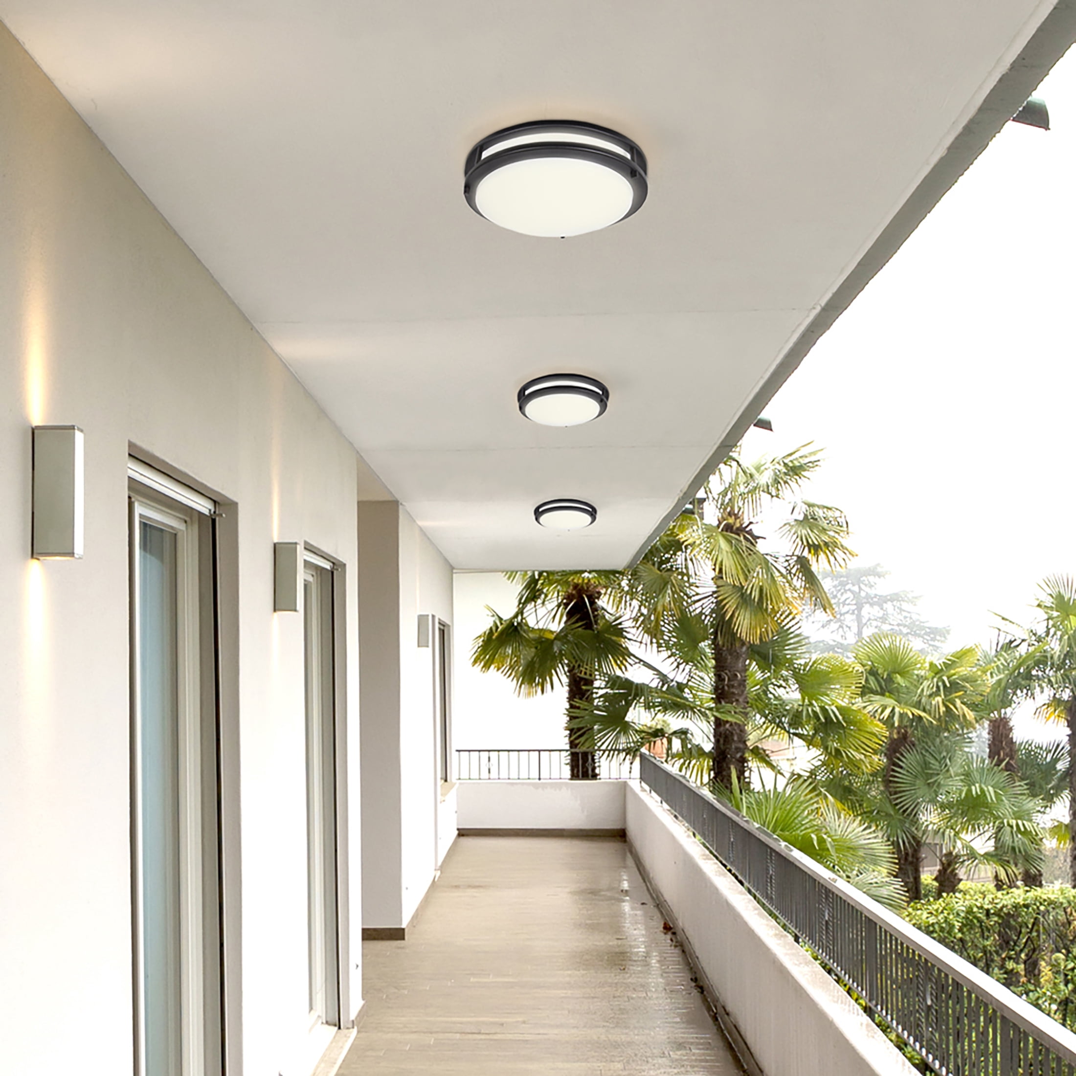 Maxxima 14 in. Black LED Ceiling Mount Fixture, 3000K, 1650 Lumens
