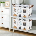 thumbnail image 2 of Yayeee Foldable Storage Basket for Shelves with Handles Set of 2 Waterproof Cloth Bins, Halloween Ghost, 2 of 7